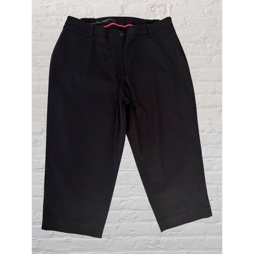 TALBOTS Perfect Skimmer Capri Pants Womens 18W Black Split Hem Cotton Stretch